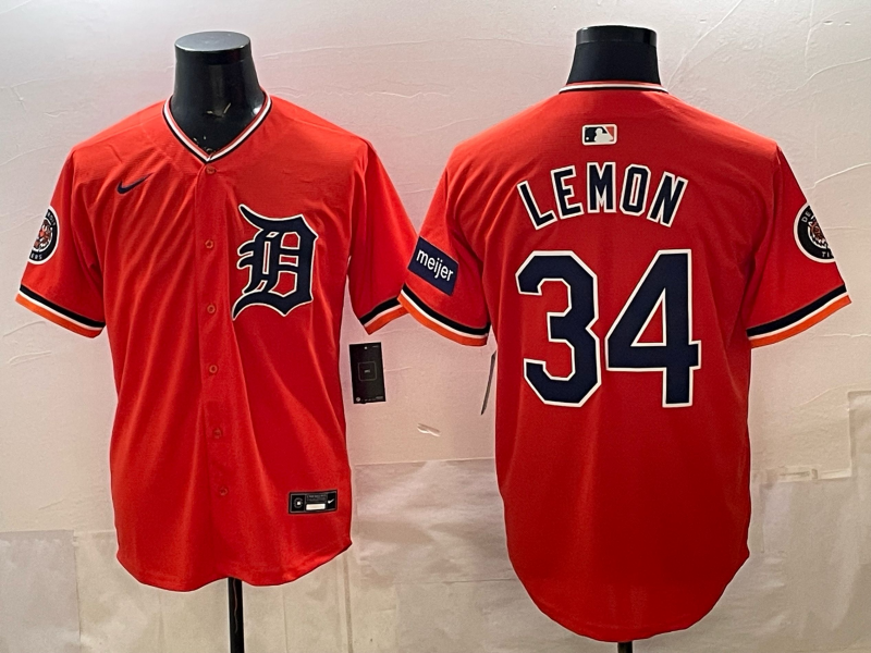 Men Detroit Tigers #34 Lemon orange Game Nike MLB Jersey 2026032006